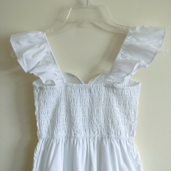 NWT Abercrombie & Fitch White Poplin Ruffle Strap Smocked Midi Dress Size XS - Picture 9 of 16